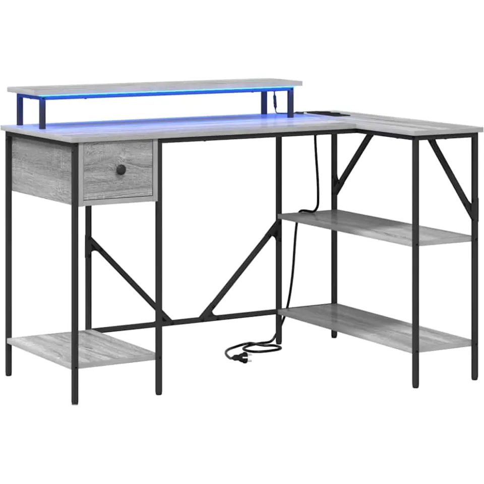 vidaXL Bureau Grijs Sonoma 120 x 79 x 86,5 cm Bewerkt hout, foto 3