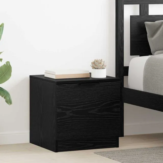 vidaXL Bed kast 2 st Zwart Eiken 40 x 39 x 40cm Bewerkt hout, foto 2