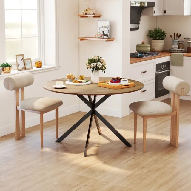 STILVORA Eettafel - Ronde Tafel Voor 4 Personen In Industriële Stijl - Voor Keuken En Eetkamer - Hout En Staal - 120 Cm Eiken