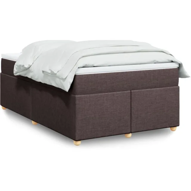 vidaXL Boxspring met matras stof donkerbruin 120x200 cm