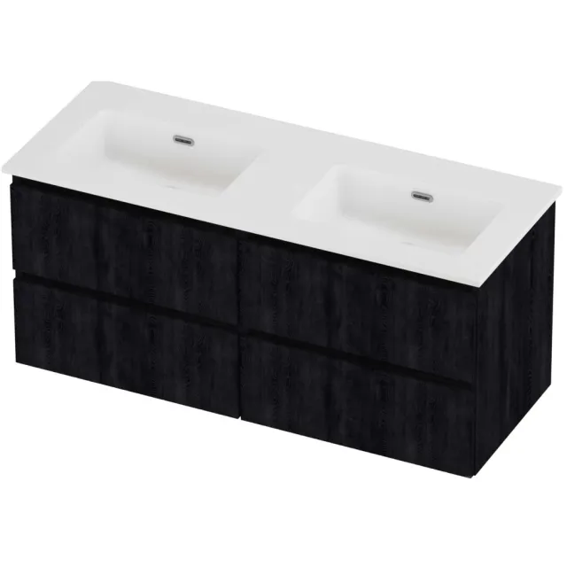 Proline Tribute Badmeubelset Porselein Elegant Dubbel 120x46x54 cm Mat White Charcoal Oak Eiken