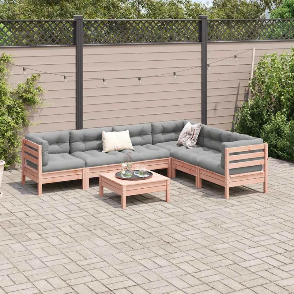 vidaXL 7-delige Loungeset met kussens massief douglas vurenhout bruin, foto 2