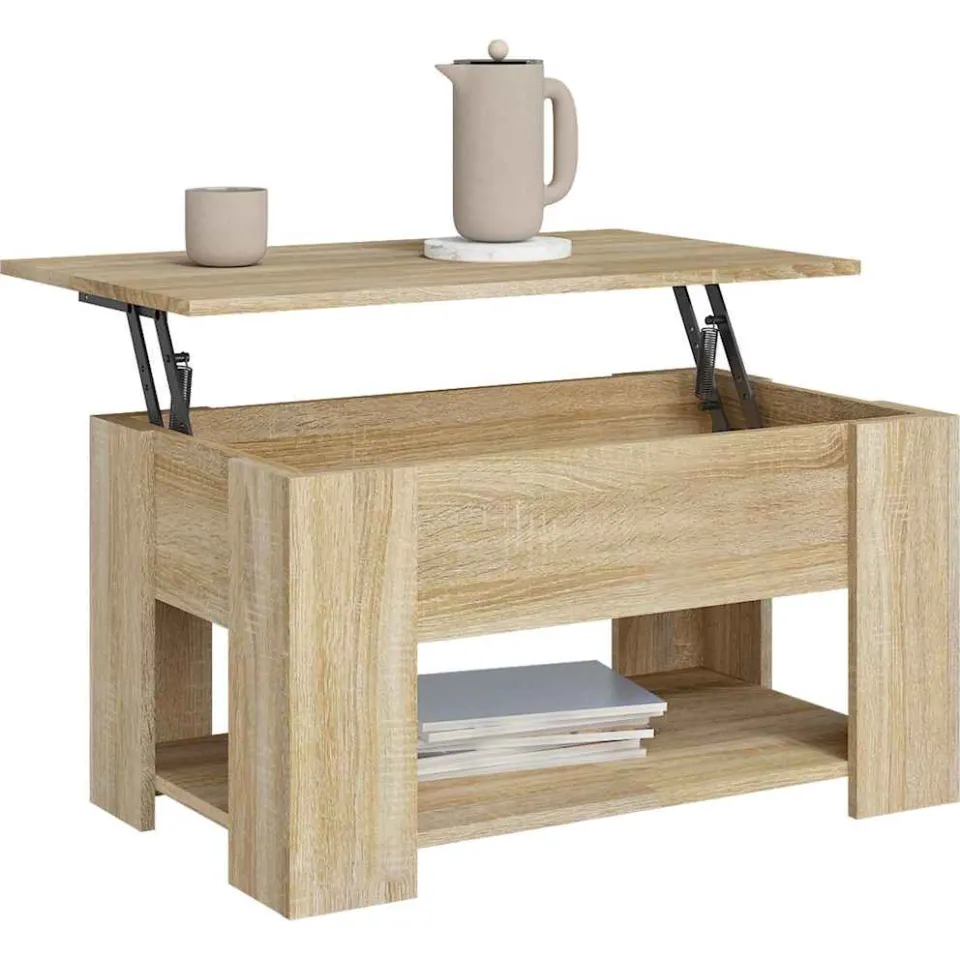 vidaXL Salontafel 79x49x41 cm bewerkt hout sonoma eikenkleurig Bruin