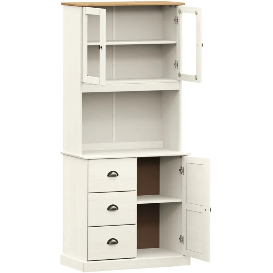 vidaXL Hoge kast VIGO 78x40x175 cm massief grenenhout wit