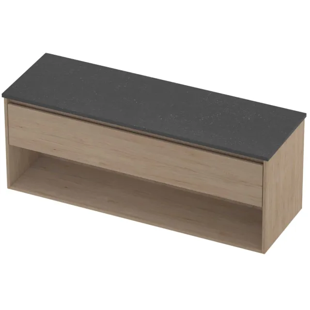 Proline Deck Badmeubelset Hardsteen Met Schap 140x46x55 cm Blue Stone Ideal Oak Eiken