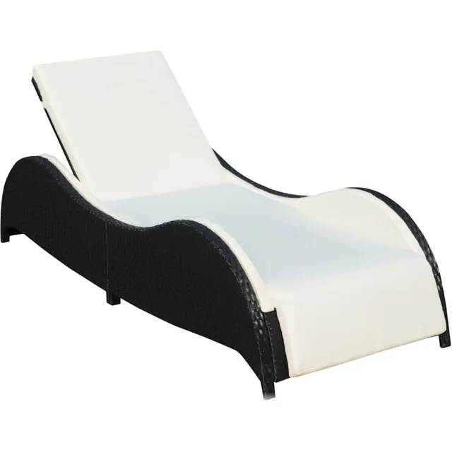 vidaXL Ligbed met kussen poly rattan zwart