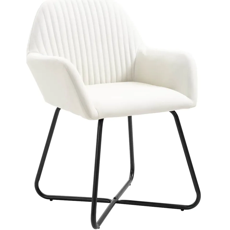 vidaXL Eetkamerstoelen 4 st stof crèmekleurig, foto 2