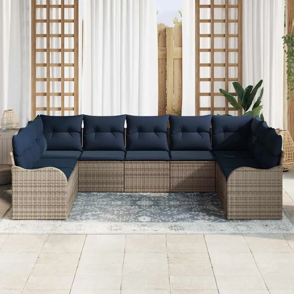 vidaXL Tuin Sofa Set Grijs poly rattan, foto 3