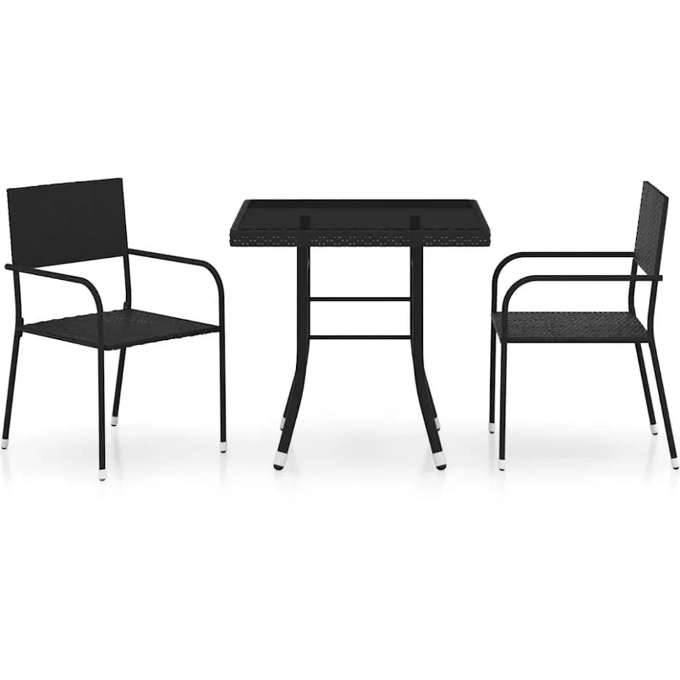 vidaXL 3-delige Tuinset poly rattan zwart, foto 3