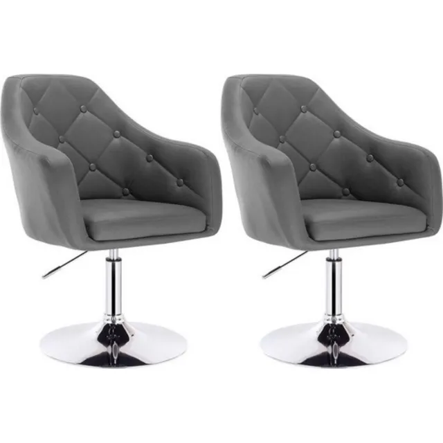 In And Outdoormatch Set van 2 kunstleren barstoelen - stevige rugsteun - draaibaar & ergonomisch - robuust en stijlvol - geschikt voor diverse interieurs - grijs - 40 cm
