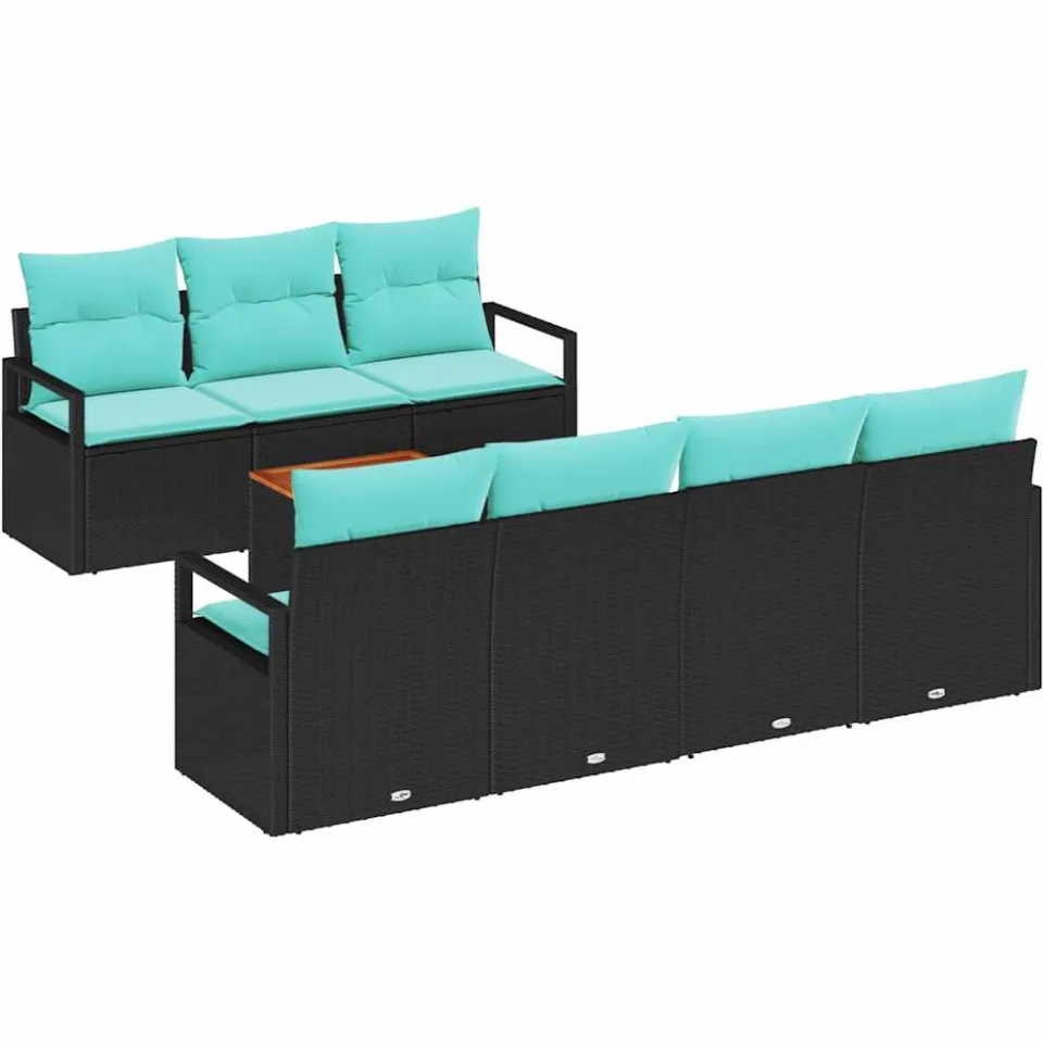 vidaXL Tuinbankenset 8 st Zwart poly rattan