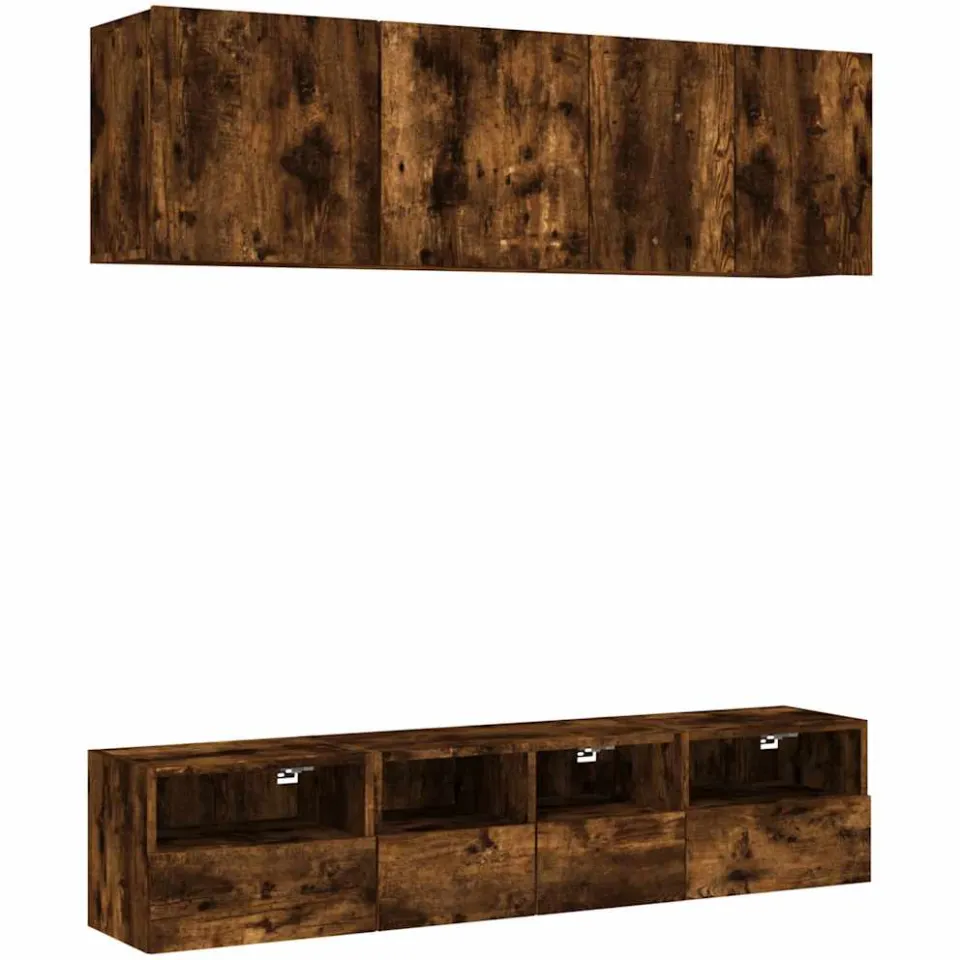 vidaXL 5-delige Tv-wandmeubelset bewerkt hout gerookt eikenkleurig, foto 3