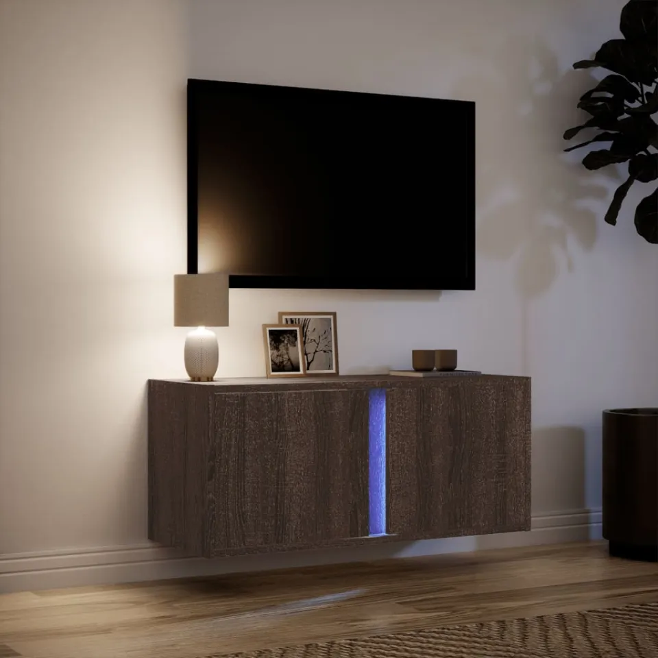 vidaXL Tv-wandmeubel met LED-verlichting 80x31x35 cm bruin eikenkleur, foto 4