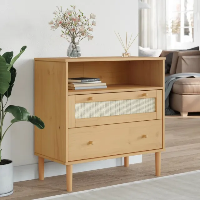 vidaXL Dressoir SENJA rattan-look 80x40x80 cm massief grenenhout bruin