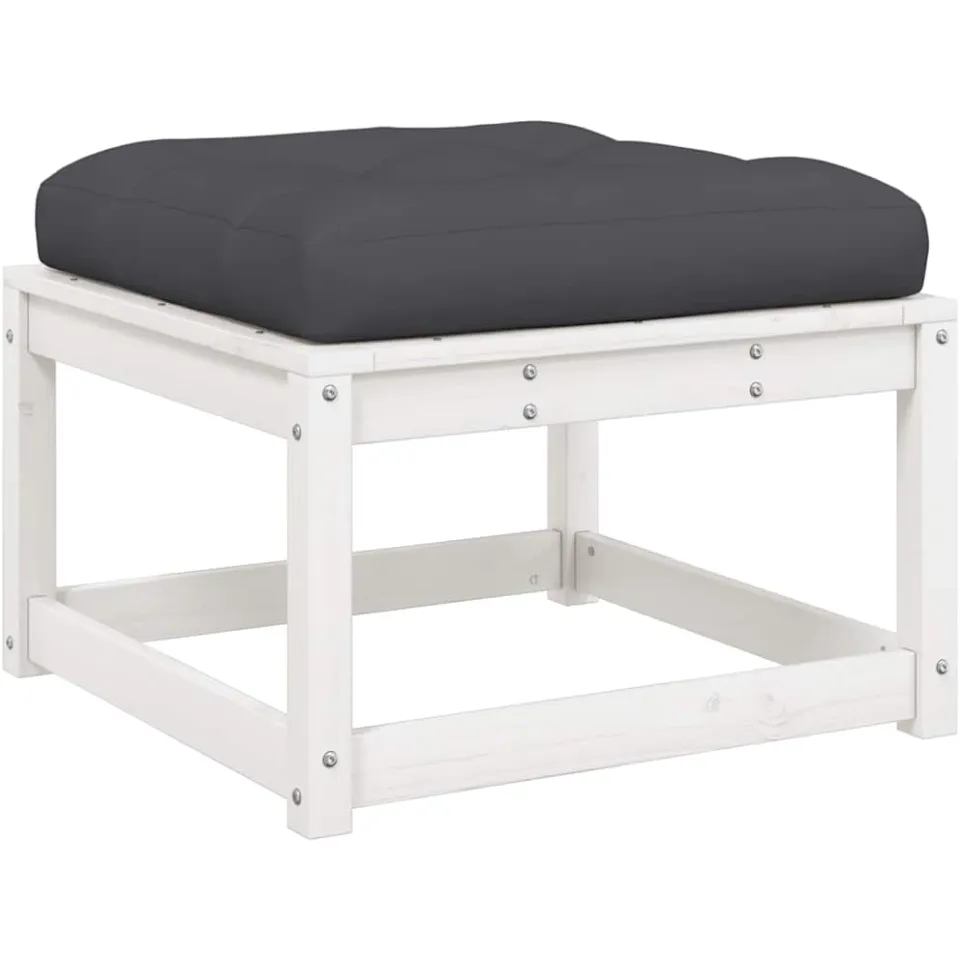 vidaXL 3-delige Loungeset met kussens massief grenenhout wit