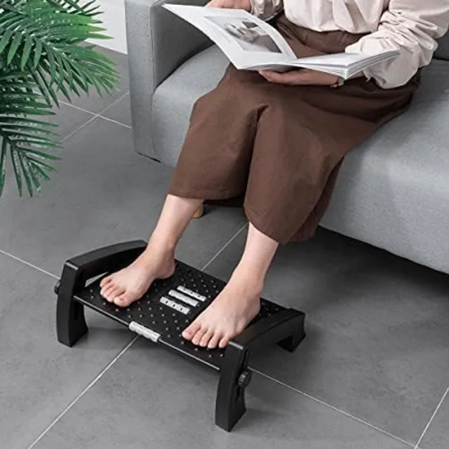 Unyqoos Ergonomische Voetensteun voor Bureau met Massagefunctie - Ideaal voor Thuis en Kantoor zwart