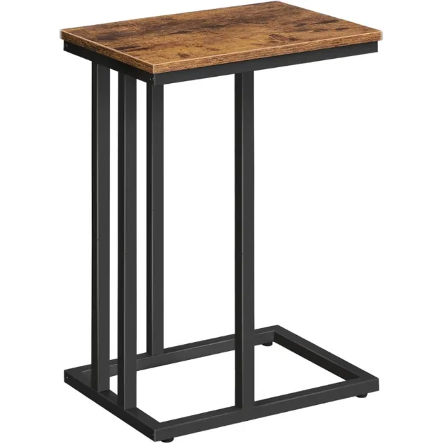 PEAM Bijzettafel EBF02SF01G1 - Verstelbare Salontafel Met Metalen Frame - Perfect Als Nachtkastje Voor Kleine Ruimtes (Donkerbruin) ZWART EN BRUIN