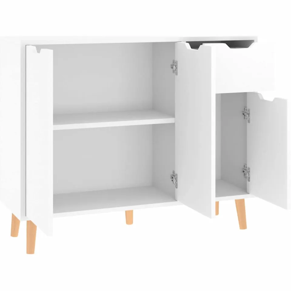 vidaXL Dressoir 90x30x72 cm bewerkt hout hoogglans wit, foto 3