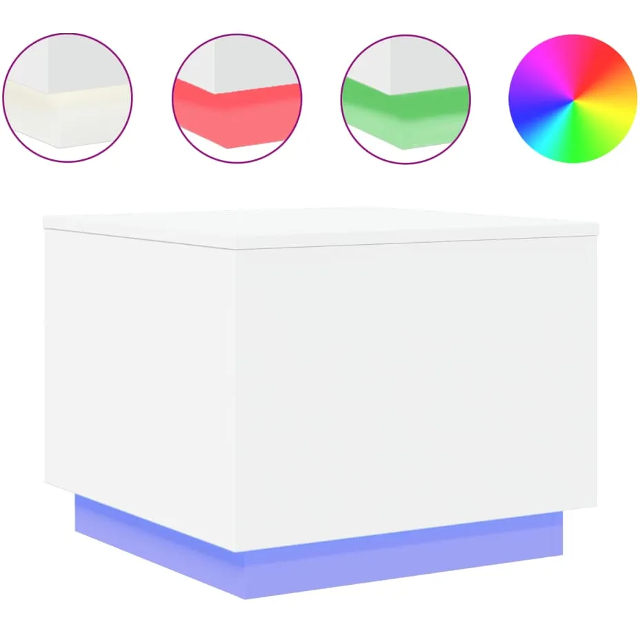 vidaXL Salontafel met LED-verlichting 50x50x40 cm wit