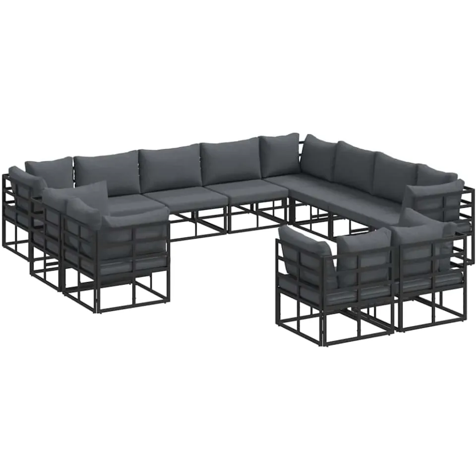 vidaXL Tuinbankenset 12 st Zwart Aluminium