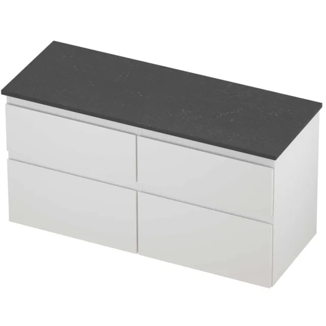 Proline Deck Badmeubelset Hardsteen Asymmetrisch 4 Laden 120x46x55 cm Blue Stone Mat Wit