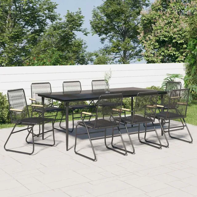vidaXL 9-delige Tuinset PVC-rattan zwart, foto 2