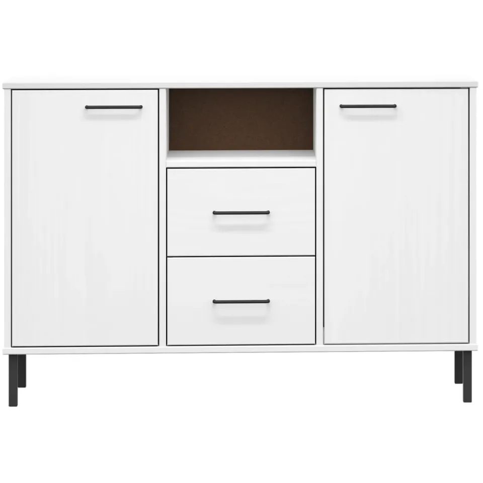 vidaXL Dressoir met metalen poten OSLO 113x40x77 cm grenenhout wit