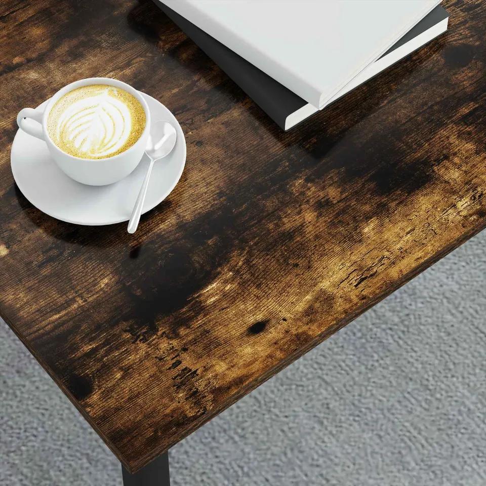 vidaXL Salontafel Rook Eik 100 x 100 x 45 cm Bewerkt hout grijs, foto 3