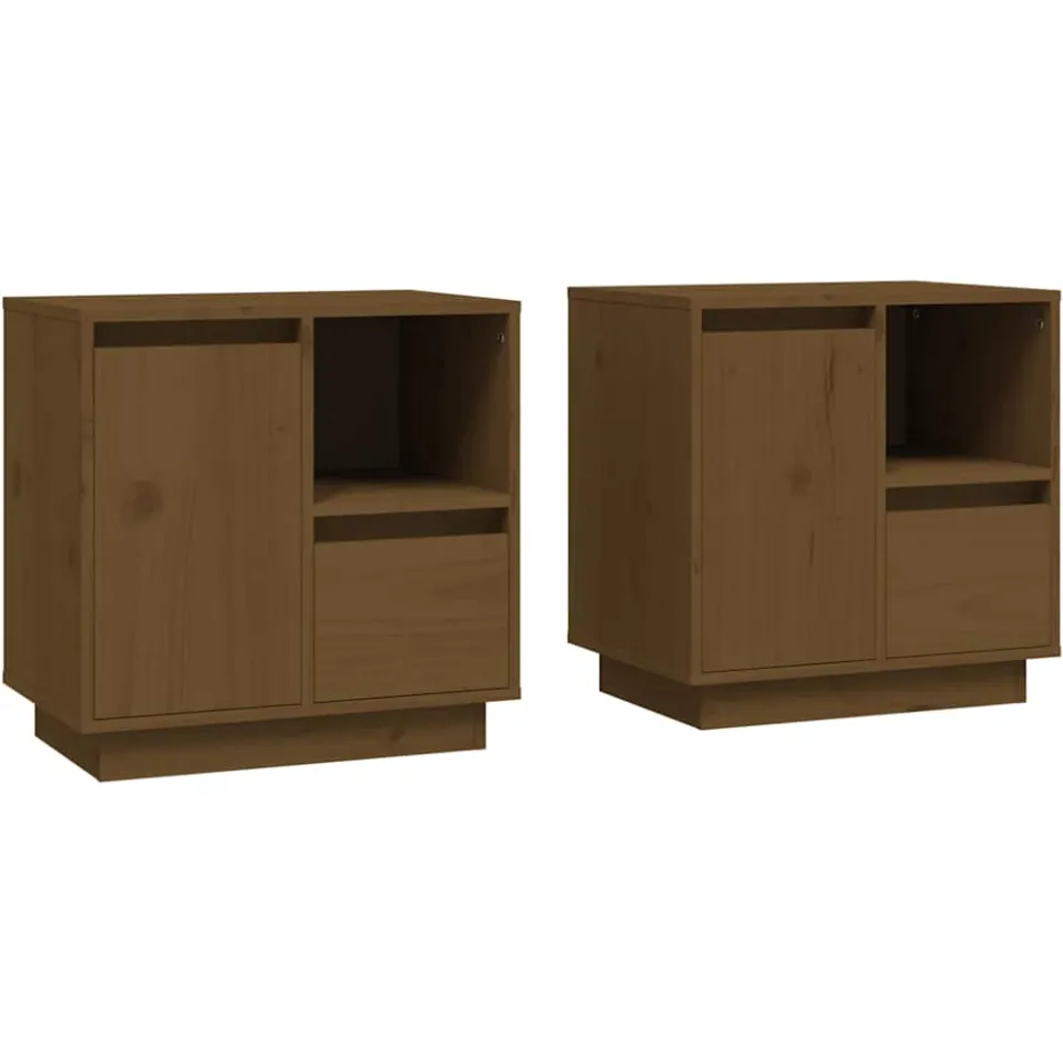 vidaXL Nachtkastjes 2 st 50x34x50 cm massief grenenhout honingbruin