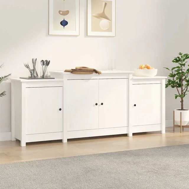 vidaXL Dressoir 164x37x68 cm massief grenenhout wit, foto 2