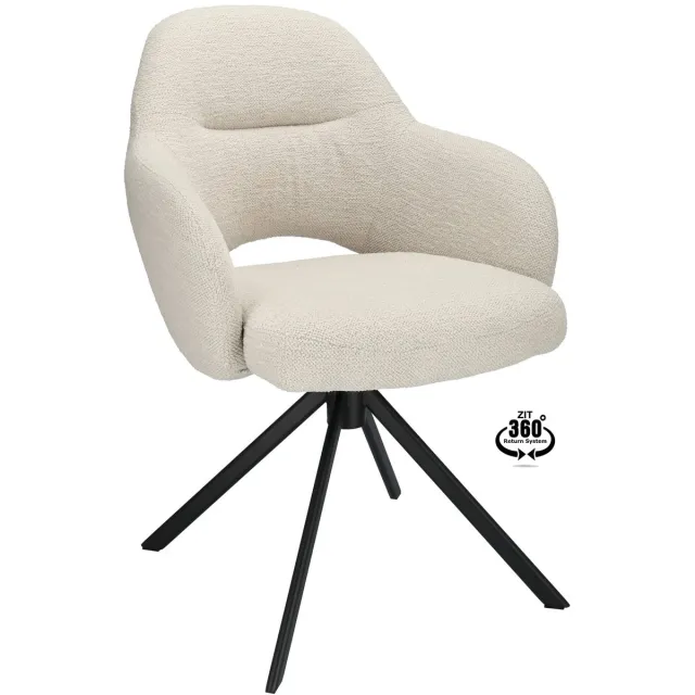 Icon Living Armstoel Dany Stof Gear Shell Leg Black 360° Return-system Grijs