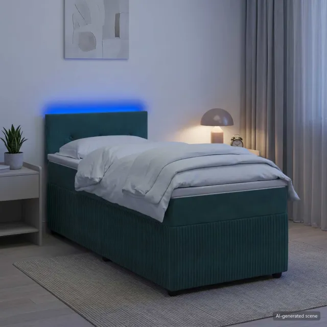 vidaXL Boxspringbed met matras Donkergroen 90 x 190 cm Fluweel