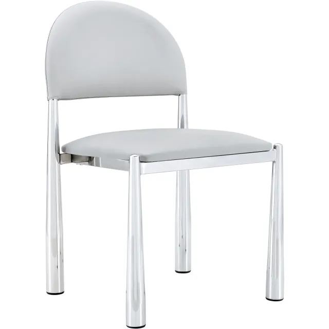MUVANO Lichtgrijze eetkamerstoelen set van 2 - Keukenstoelen - Halfronde rugleuning - Kunstleer en metalen poten - Zithoogte 45 cm - Voor keuken en eetkamer Lichtgrijs