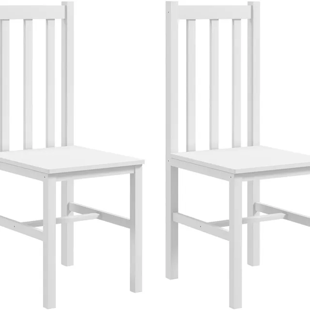 REDOM Eetkamerstoel - 2-delige set - rugleuning met lamellen - houten frame - landelijk - keuken en eetkamer - hout - wit - 47,5 x 38,5 x 99 cm