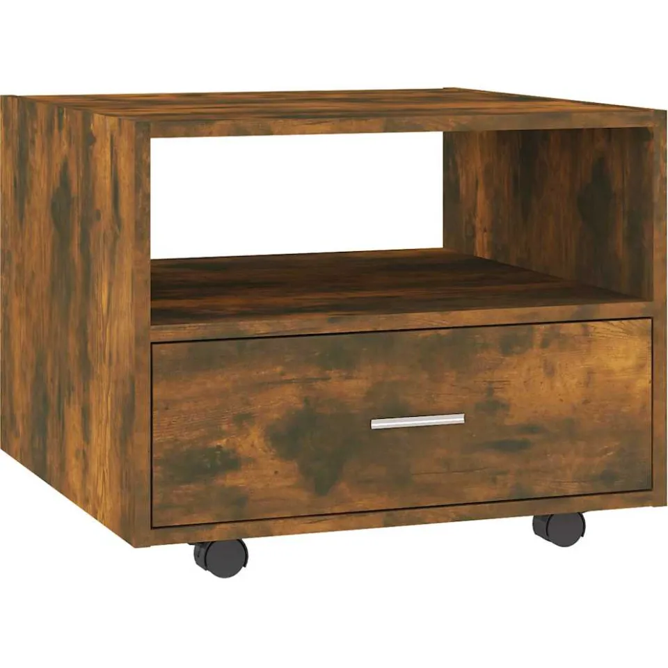 vidaXL Salontafel 55x55x40 cm bewerkt hout gerookt eikenkleurig