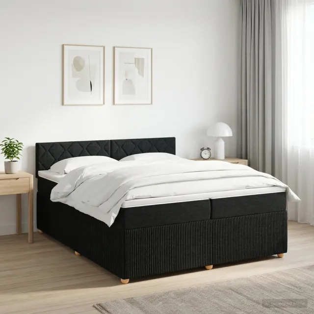 vidaXL Boxspringbed met matras met hoofdeinde Zwart 200 x 200 cm Stof
