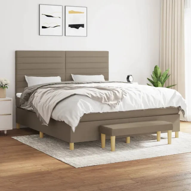 vidaXL Boxspring met matras stof taupe 160x200 cm