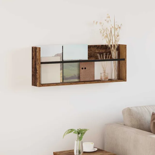 vidaXL Tijdschrift Rek met plank Oudhout 80 x 12 x 30 cm Bewerkt hout bruin, foto 2