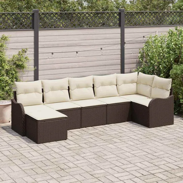 vidaXL Tuin Sofa Set 7 st Bruin en wit poly rattan