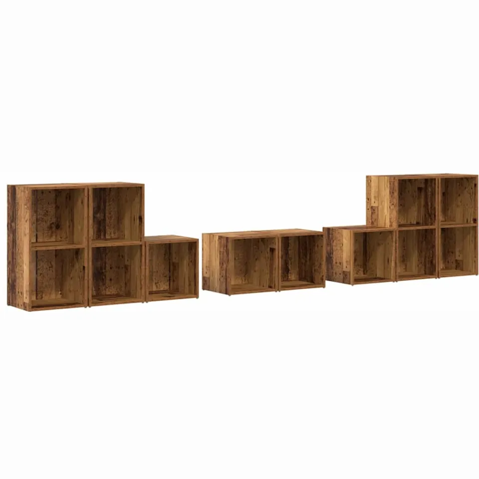 vidaXL TV-kast set 8 st 37 x 35 x 72 cm Oud Hout bruin, foto 3