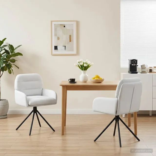 vidaXL Draai Eetstoelen 2 st Kunstleer Wit 59 x 59,5 x 90 cm, foto 2