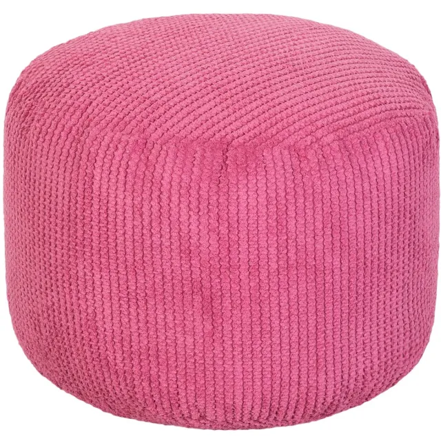 Famanu Ronde voetenbank met bubbellook, ontworpen, comfortabel zitkussen, duurzaam, roze