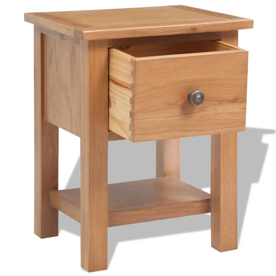 vidaXL Nachtkastjes 2 st 36x30x47 cm massief eikenhout, foto 3