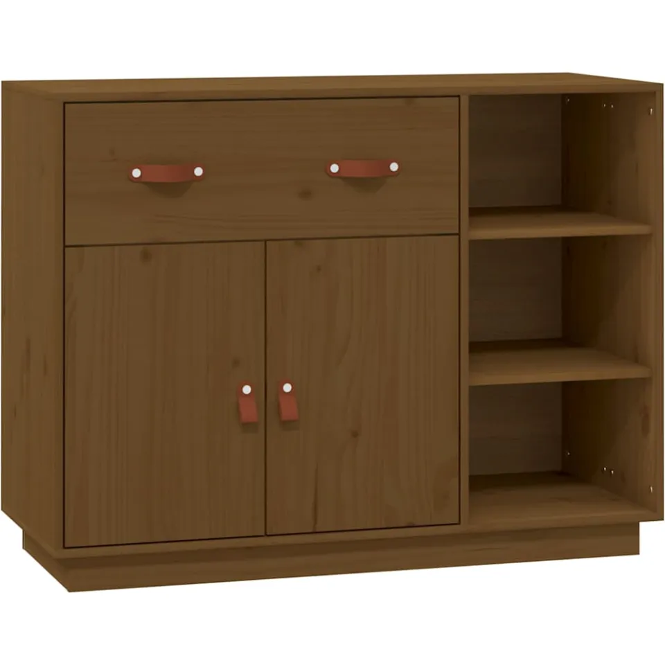vidaXL Dressoir 98,5x40x75 cm massief grenenhout honingbruin bruin, foto 3