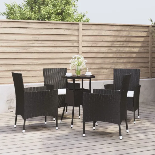 vidaXL 5-delige Bistroset met kussens poly rattan zwart, foto 2