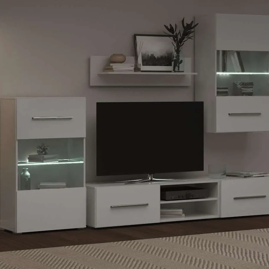 vidaXL Muurvitrine tv-meubel met LED-verlichting wit 5-delig, foto 4