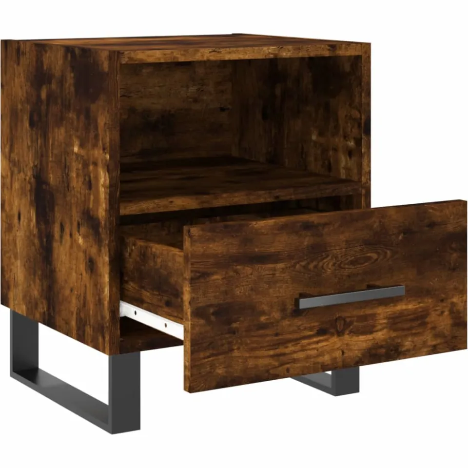 vidaXL Nachtkastje 40x35x47,5 cm bewerkt hout gerookt eikenkleurig