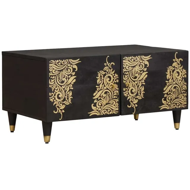 vidaXL Salontafel - Zwart - 80 - x - 50 - x - 40 - cm - Massief - Mango - Hout