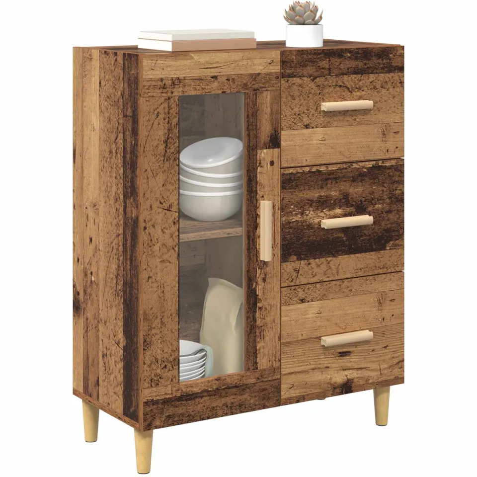 vidaXL Dressoir Oud Hout 69,5 x 34 x 90 cm Bewerkt hout Bruin