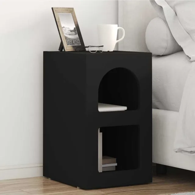 vidaXL Nachtkastje ELST 2 st Zwart 29,5 x 33,5 x 50 cm Bewerkt hout, foto 2